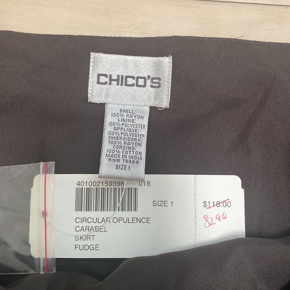 NWT Chico’s Circular Opulence Carabel Skirt In Fudge Size 1. (M/8) - Picture 4 of 9